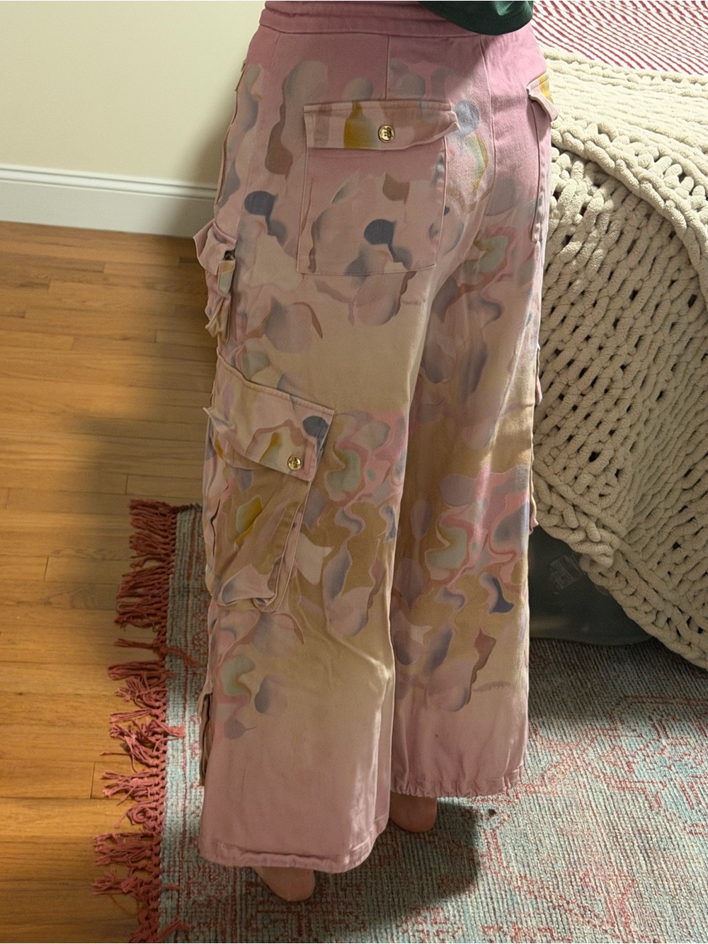 Cynthia Rowley Pink Tie-Dye Cargo Wide-Leg Pants - Picture 3 of 6